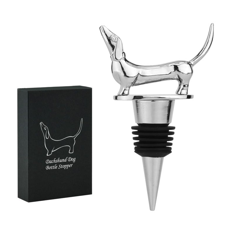 LYWUU Dachshund Wine Bottle Stopper, Dachshund Gifts, Sausage Dog Gifts, Wine Gifts Wiener Dog Doxie Gifts Birthday Gifts Christmas Gifts for Men Women Dog Lovers, with Gift Box - Image 1